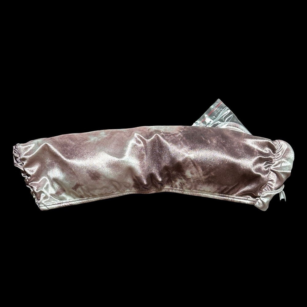 PQ Pink Blush Velvet Tube Bandeau Bikini Top Women's S Shimmery Tie Straps NWT